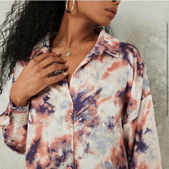 Missguided Multicolor Tie-Dye Button Down Shirt - Picture 4 of 8
